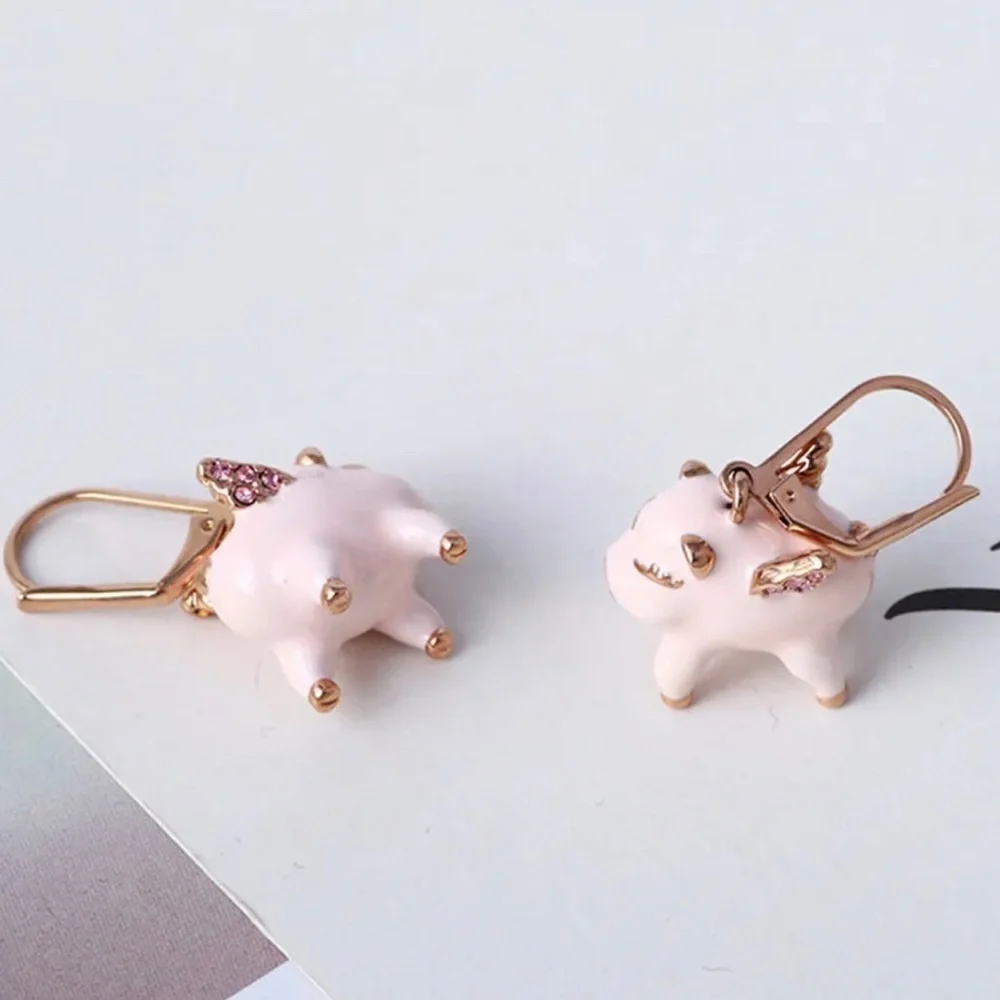 Spade Authentic Cute Fashion Drop Flying Pig Leverback Pink and Rose Gold